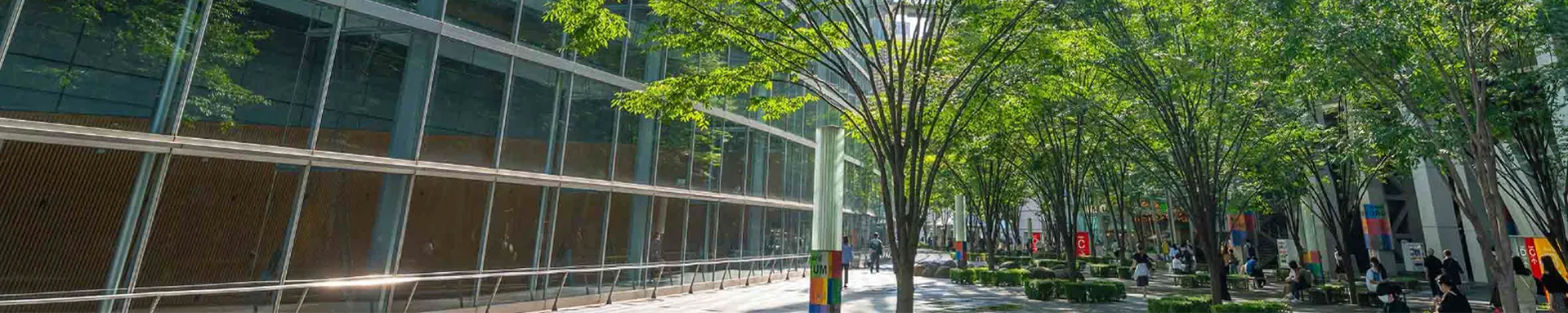 緑豊かなオフィス街景色